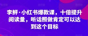 李鲆·小红书爆款课，十倍提升阅读量，听话照做肯定可以达到这个目标-一起网赚吧