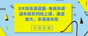 8大体系渠道篇·电商多渠道布局系列线上课，渠道放大，多渠道布局-一起网赚吧