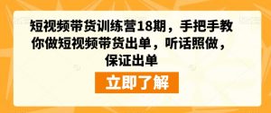短视频带货训练营18期，手把手教你做短视频带货出单，听话照做，保证出单-一起网赚吧