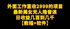外面工作室收2999的项目最新美女无人撸音浪日收益几百到几千【教程+软件】（仅揭秘）-一起网赚吧