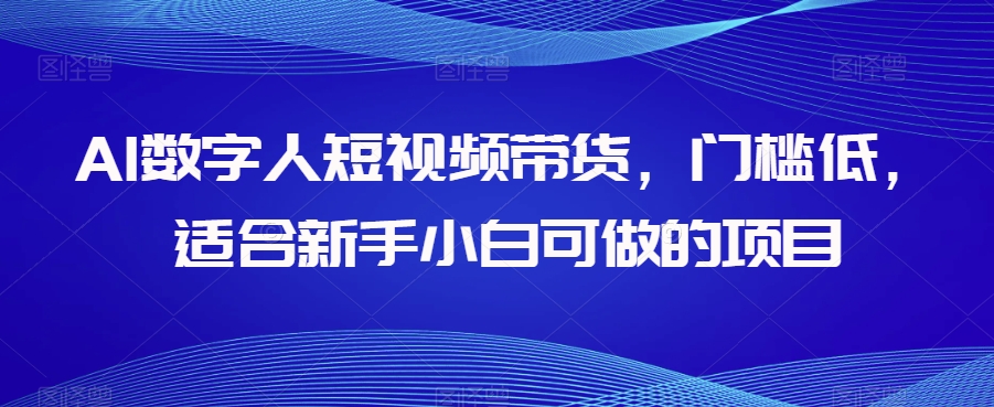 AI数字人短视频带货，门槛低，适合新手小白可做的项目-一起网赚吧