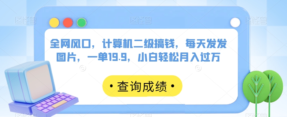 全网风口，计算机二级搞钱，每天发发图片，一单19.9，小白轻松月入过万【揭秘】-一起网赚吧