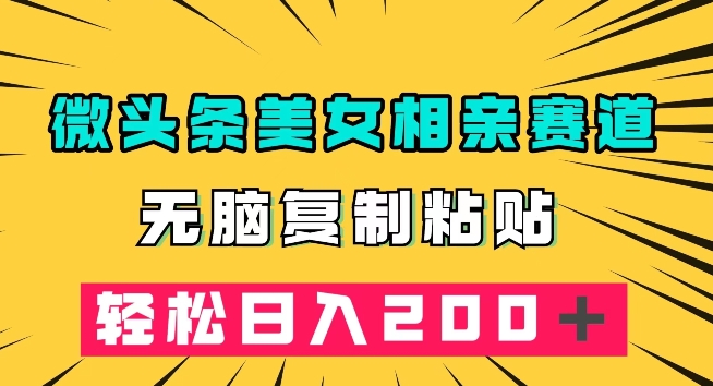 微头条冷门美女相亲赛道，无脑复制粘贴，轻松日入200＋【揭秘】-一起网赚吧