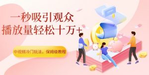 中视频冷门玩法，一秒吸引观众，播放量轻松十万+，保姆级教程【揭秘】-一起网赚吧