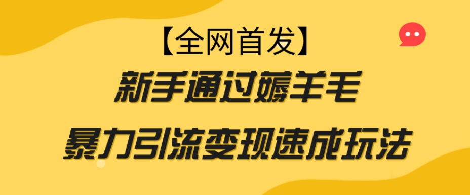 【全网首发】新手通过薅羊毛暴力引流变现速成玩法-一起网赚吧
