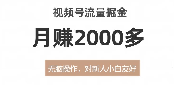 视频号流量掘金，无脑操作，对新人小白友好，月赚2000多【揭秘】-一起网赚吧
