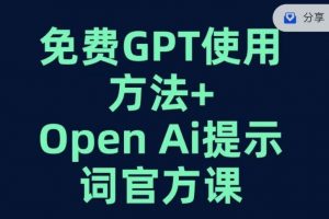 免费GPT+OPEN AI提示词官方课-一起网赚吧