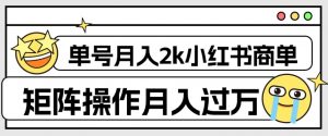 外面收费1980的小红书商单保姆级教程，单号月入2k，矩阵操作轻松月入过万-一起网赚吧