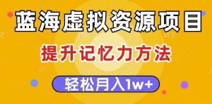 蓝海虚拟资源项目，提升记忆力方法，多种变现方式，轻松月入1w+【揭秘】-一起网赚吧
