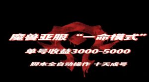 魔兽亚服一命模式，10天成号-单号3千-5千，脚本全自动操作，保姆级教学【揭秘】-一起网赚吧