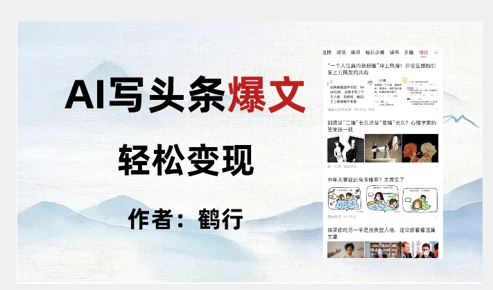 暴力拆解AI写头条爆文，轻松日入500+-一起网赚吧