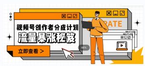 一条视频收益3000+，一条作品涨粉2000+，视频号流量爆炸·的秘籍-一起网赚吧