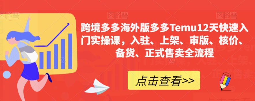 跨境多多海外版多多Temu12天快速入门实操课，入驻、上架、审版、核价、备货、正式售卖全流程-一起网赚吧