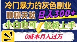 冷门暴利的副业项目，聊聊天就能日入300+，0成本月入过万【揭秘】-一起网赚吧