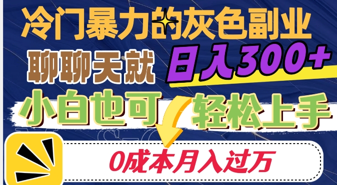 冷门暴利的副业项目，聊聊天就能日入300+，0成本月入过万【揭秘】-一起网赚吧