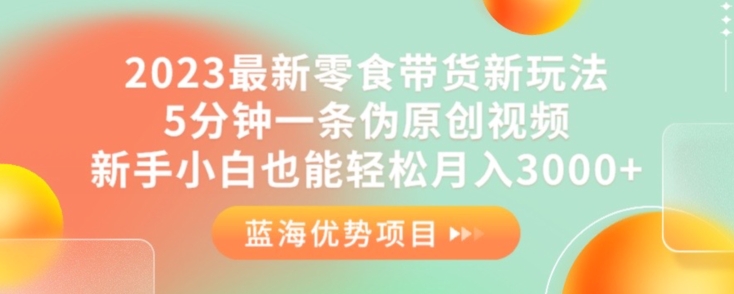 2023最新零食带货新玩法，5分钟一条伪原创视频，新手小白也能轻松月入3000+【揭秘】-一起网赚吧