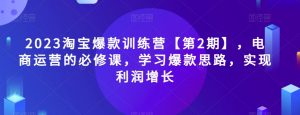 2023淘宝爆款训练营【第2期】，电商运营的必修课，学习爆款思路，实现利润增长-一起网赚吧