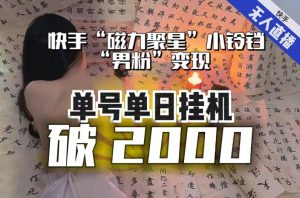 【日入破2000】快手无人直播不进人?“磁力聚星”没收益?不会卡屏、卡同城流量?最新课程会通通解决!-一起网赚吧