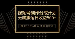 最新视频号创作分成计划,无脑搬运一天收益500+,100%搬运过原创技巧【揭秘】-一起网赚吧