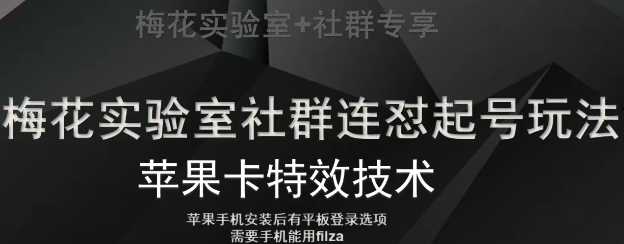 梅花实验室社群视频号连怼起号玩法，最新苹果卡特效技术-一起网赚吧