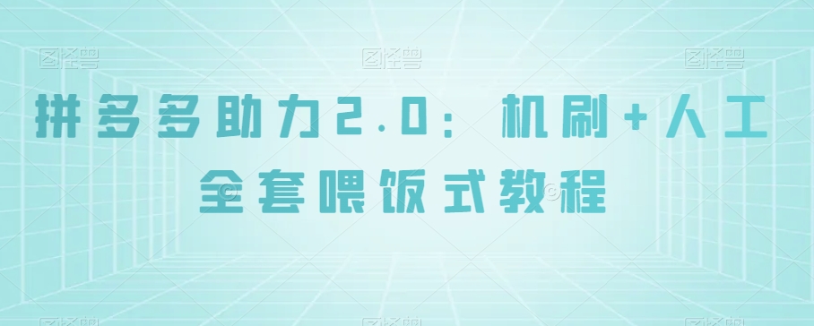 拼多多助力2.0：机刷+人工全套喂饭式教程【揭秘】-一起网赚吧