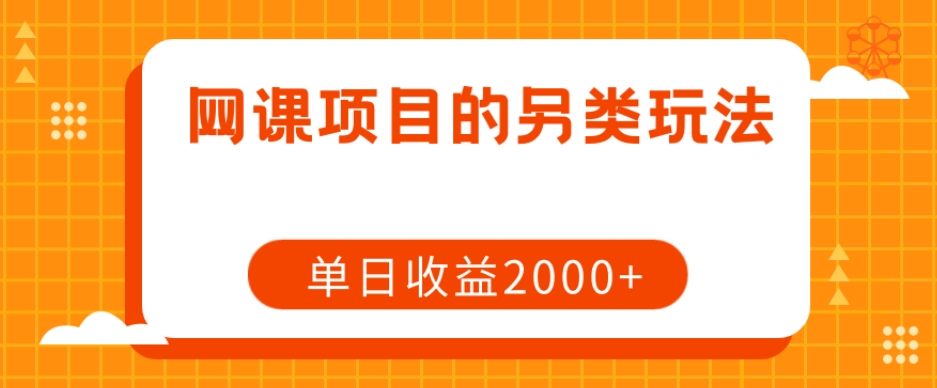 网课项目的另类玩法，单日收益2000+【揭秘】-一起网赚吧