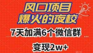 全网首发，爆火的夜校，7天加满6个微信群，变现2w+【揭秘】-一起网赚吧