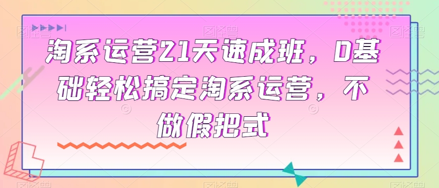 淘系运营21天速成班，0基础轻松搞定淘系运营，不做假把式-一起网赚吧