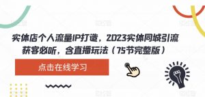 实体店个人流量IP打造，2023实体同城引流获客必听，含直播玩法（75节完整版）-一起网赚吧