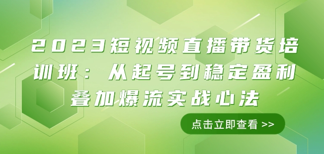 2023短视频直播带货培训班：从起号到稳定盈利叠加爆流实战心法（11节课）-一起网赚吧