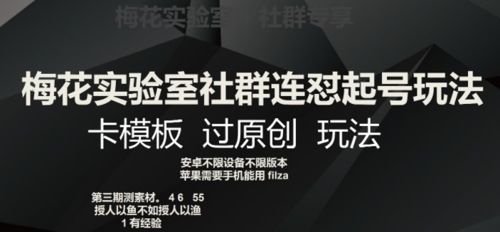 梅花实验室社群连怼起号玩法，卡模板过原创玩法【揭秘】-一起网赚吧