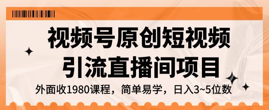 视频号原创短视频引流直播间项目，日入3~5五位数【揭秘】-一起网赚吧