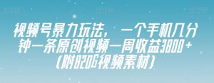 视频号暴力玩法，一个手机几分钟一条原创视频一周收益3800+（附820G视频素材）-一起网赚吧