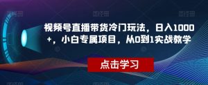 视频号直播带货冷门玩法，日入1000+，小白专属项目，从0到1实战教学【揭秘】-一起网赚吧