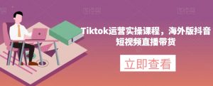 Tiktok运营实操课程,海外版抖音短视频直播带货-一起网赚吧