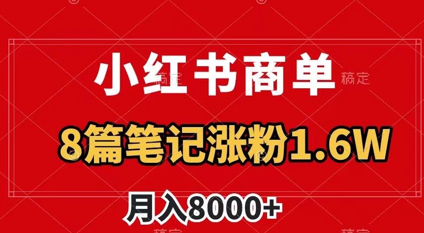 小红书商单最新玩法，8篇笔记涨粉1.6w，作品制作简单，月入8000+【揭秘】-一起网赚吧