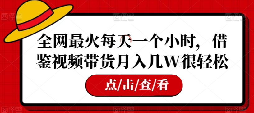 全网最火每天一个小时，借鉴视频带货月入几W很轻松【揭秘】-一起网赚吧
