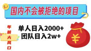 在国内不怕被拒绝的项目，单人日入2000，团队日入20000+【揭秘】-一起网赚吧