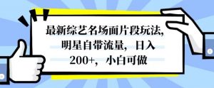 最新综艺名场面片段玩法，明星自带流量，日入200+，小白可做【揭秘】-一起网赚吧