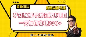 数据号回归玩法游戏试玩搬砖项目再创日入500+【揭秘】-一起网赚吧