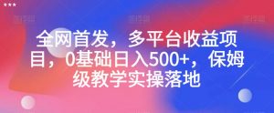 全网首发，多平台收益项目，0基础日入500+，保姆级教学实操落地【揭秘】-一起网赚吧