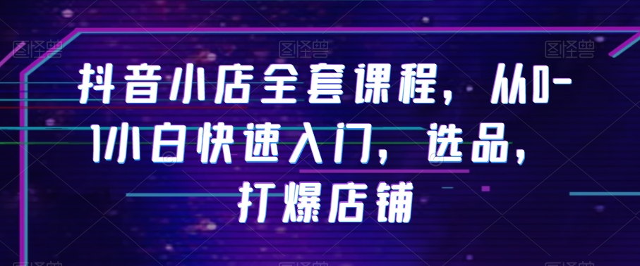 抖音小店全套课程，从0-1小白快速入门，选品，打爆店铺-一起网赚吧