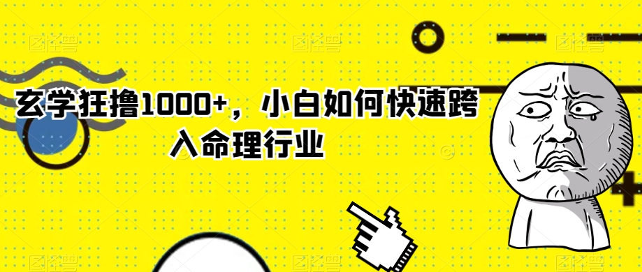 玄学狂撸1000+，小白如何快速跨入命理行业【揭秘】-一起网赚吧
