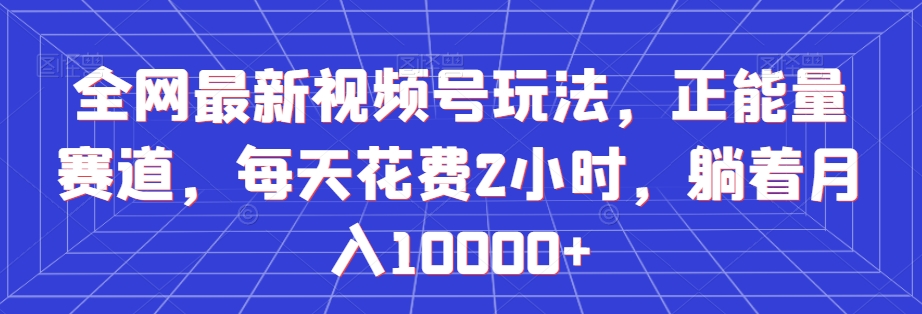 全网最新视频号玩法，正能量赛道，每天花费2小时，躺着月入10000+【揭秘】-一起网赚吧