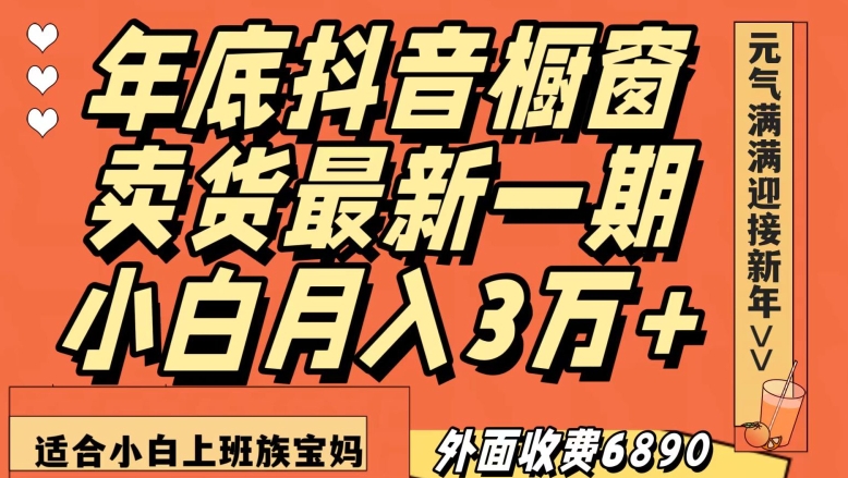 外面收费6890元年底抖音橱窗卖货最新一期，小白月入3万，适合小白上班族宝妈【揭秘】-一起网赚吧