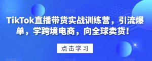 TikTok直播带货实战训练营，引流爆单，学跨境电商，向全球卖货！-一起网赚吧