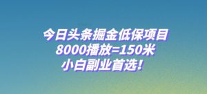 今日头条掘金低保项目，8000播放=150米，小白副业首选【揭秘】-一起网赚吧