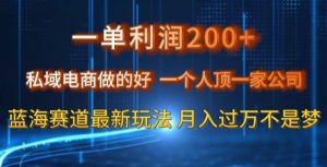 一单利润200私域电商做的好，一个人顶一家公司蓝海赛道最新玩法【揭秘】-一起网赚吧