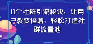 11个社群引流秘诀,让用户裂变倍增,轻松打造社群流量池-一起网赚吧