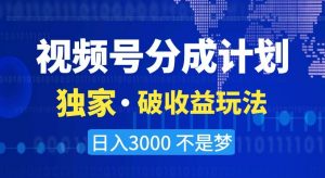 视频号分成计划，独家·破收益玩法，日入3000不是梦【揭秘】-一起网赚吧